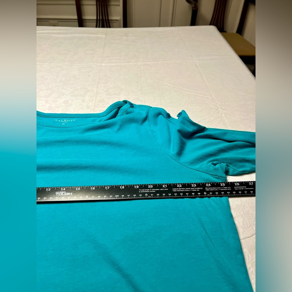 Talbots Teal Long Sleeve Top with Button Accents - Picture 8 of 8
